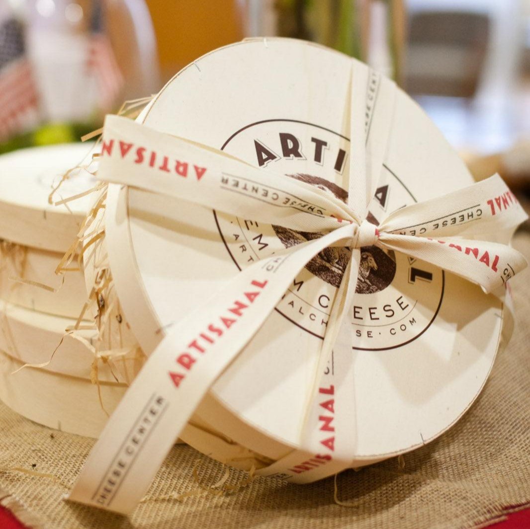 Artisanal Premium Cheese Gift Box - Wood Box Tied with Ribbon